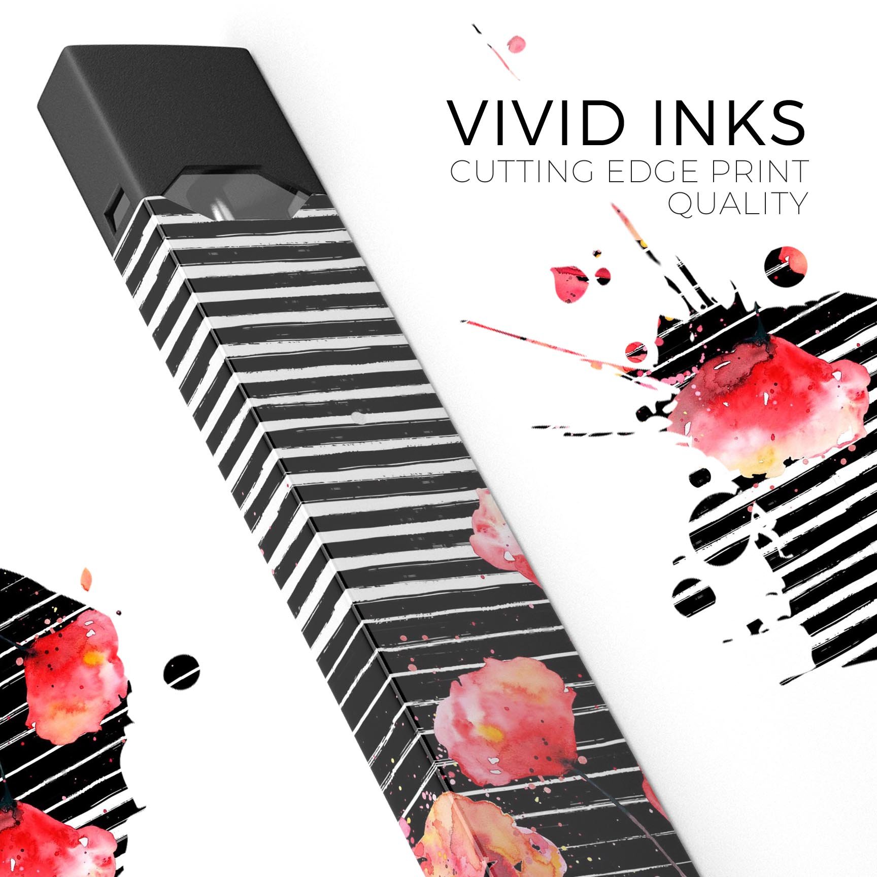 Karamfila Watercolo Poppies V7 skin-wrap for JUUL device, featuring vibrant poppy design and protective layers.